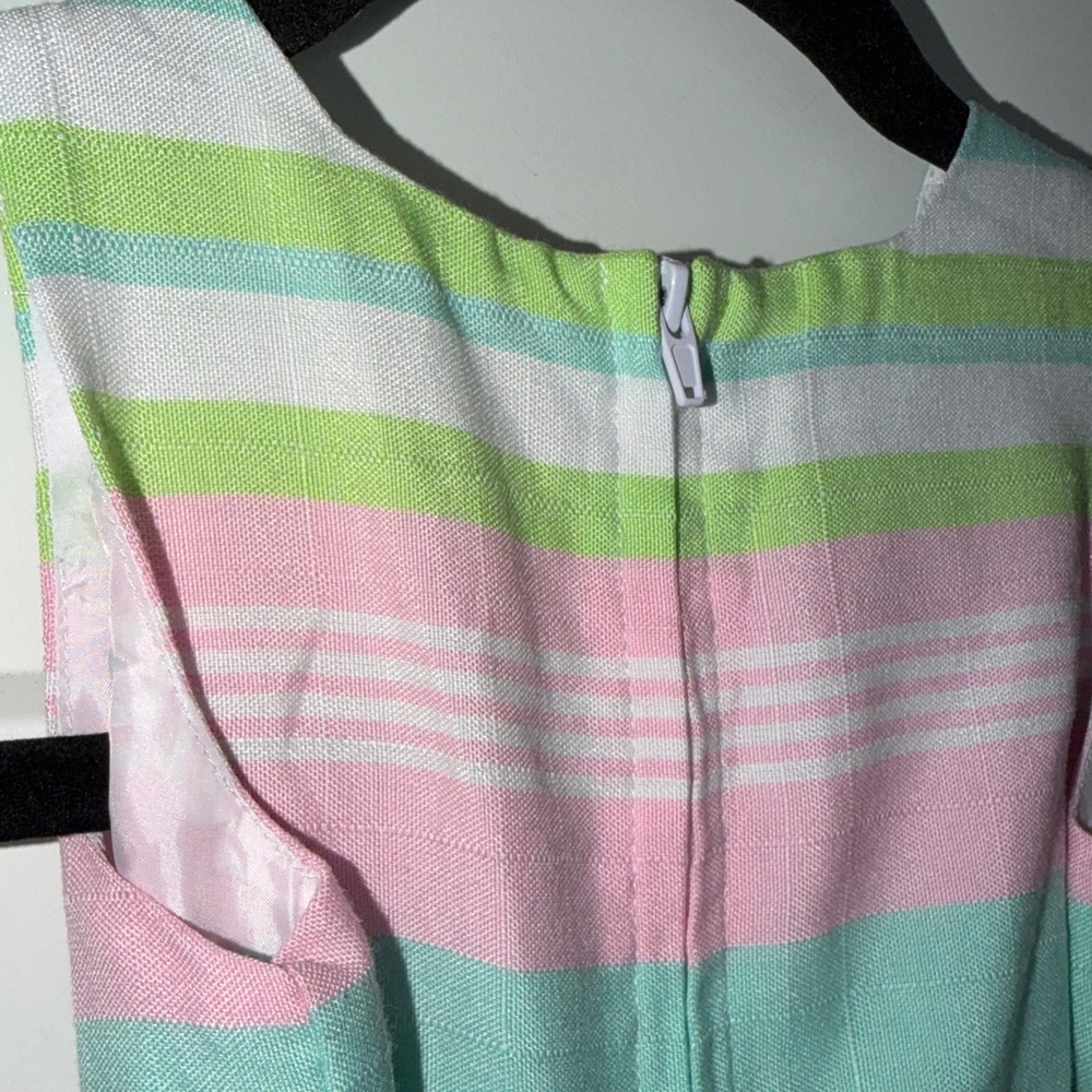 Pastel Striped Sleeveless Ribbon Bow Dress - Picture 3 of 4